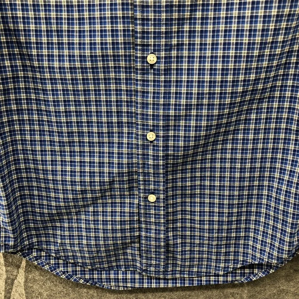 Ralph Lauren Boys Size 7‎ Long Sleeve Shirt Blue Plaid Natural Stretch Cotton